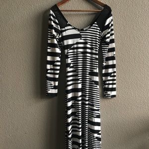 Black & white striped maxi dress